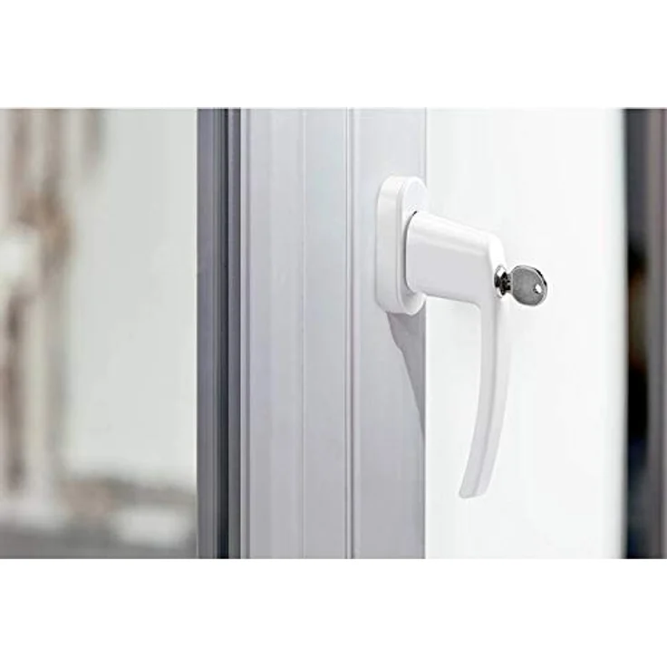 OLYMPIA FGS 100 FGS100 Abschließbarer Fenstergriff mit je 2 Schlüsseln Fenstersicherung mit Schloss Vierkant 7x7mm Stiftlänge 35mm Beschichtetes Metall, Weiß – Bild 2