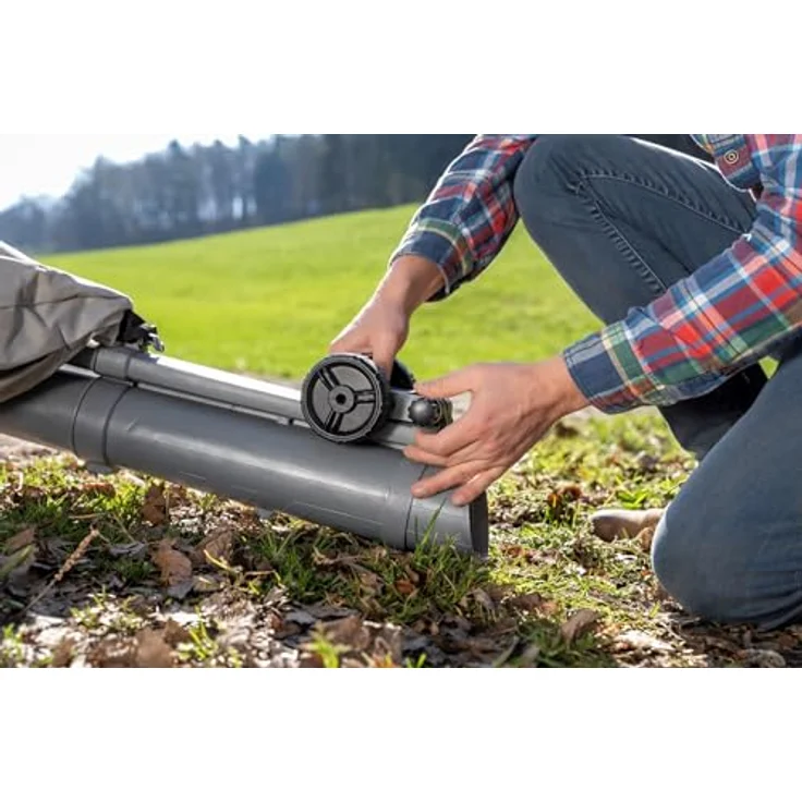 Ikra 3-in-1 Laubsauger + Laubbläser, Akku-Gerät mit 210 km/h Blasgeschwindigkeit, grau-rot, inkl. 45-Liter-Auffangbeutel und Schnellader – Bild 16