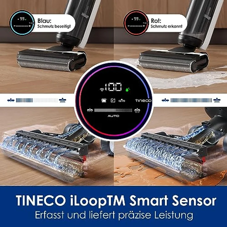 Tineco Floor ONE S6 Nass Trockensauger, Kabelloser Nass Trocken Staubsauger, Akku Saugwischer mit LED-Anzeige All-in-One Staubsauger mit Wischfunktion 35min Laufzeit für Hartböden – Bild 4