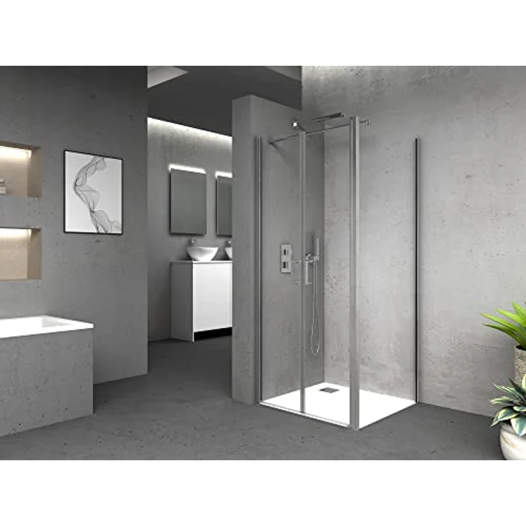 Marwell Walk-in-Dusche BRIGHT 80, Einscheibensicherheitsglas, seitenverkehrt aufbaubar, mit Stabilisationsbügel, chrom – Bild 5