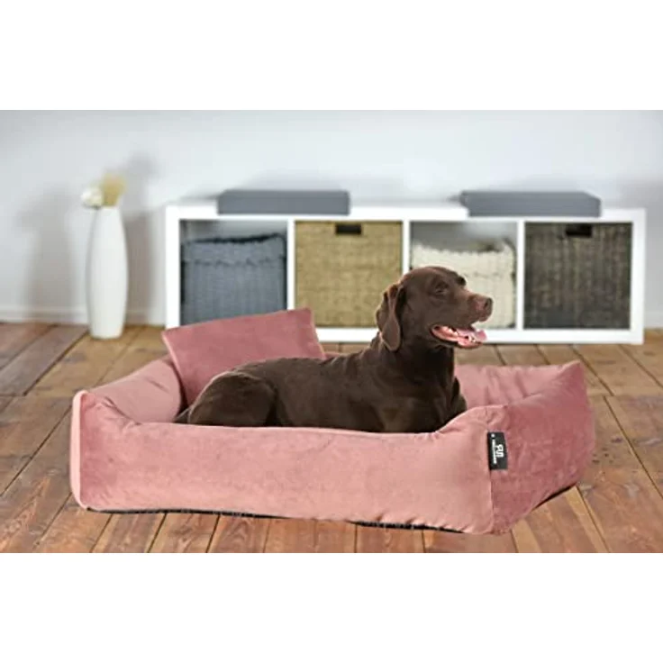 Rohrschneider Hundebett Kuschelsofa Hund Weich + Hundekotbeutelset (L, Rosé) - Nestcharakter, Trendfarben und Antirutschstoff – Bild 3
