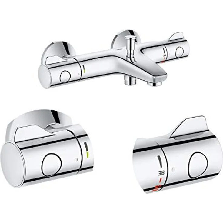 GROHE 800 THM Wanne AP 1/2" F 34569000, Duschinstallation mit TurboStat Technologie, EcoJoy Funktion und SafeStop Plus, Silber – Bild 5