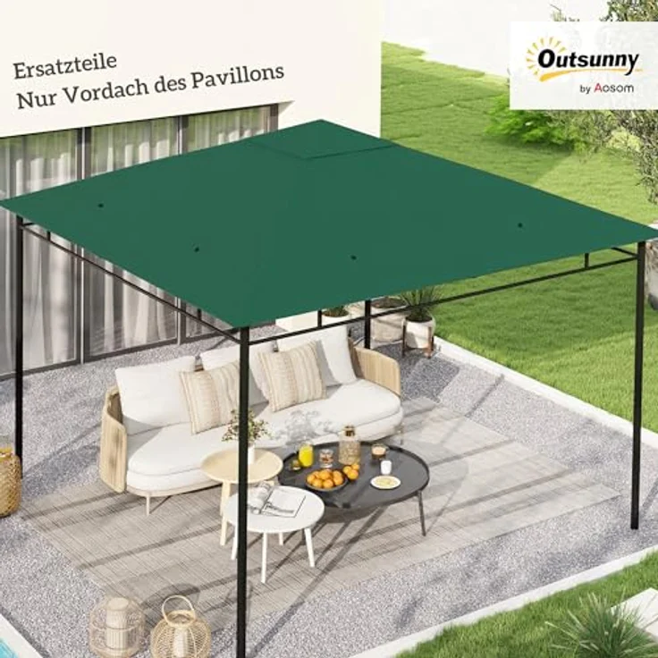Outsunny Pavillon-Ersatzdach Outsunny Pavillondach, Ersatzdach, Pavillonabdeckung, Grün, 295 x 295 cm (Wasserundurchlässig, UV-resistent) – Bild 3