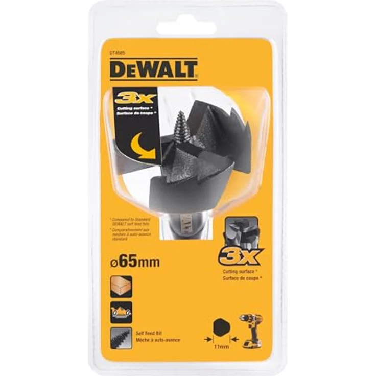 Dewalt Forstnerbohrer Rapidbohrer 65mm DT4585-QZ, extra scharf mit 3 Schneidkanten für saubere Bohrlöcher – Bild 2