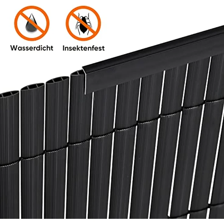Sekey PVC Zaunschiene Abdeckprofil 5pcs x 1m, Schutzzubehör für PVC Sichtschutzmatte, 1 m/Wurzel, 5er Set, Anthrazit – Bild 2