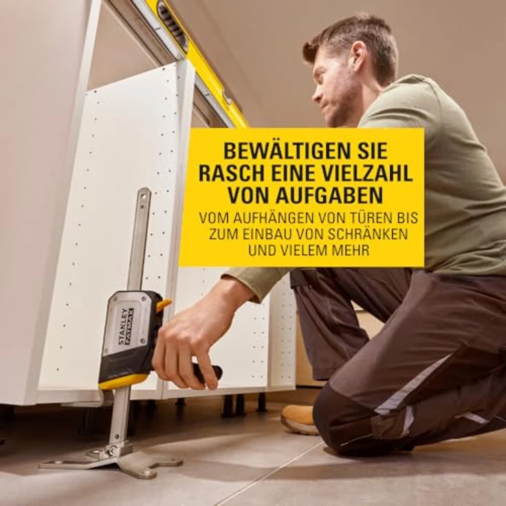 Stanley STANLEY FATMAX TradeLift Multifunktionales Heben (bis zu 150 kg), Nivellieren (2,5 mm Einstellungen), Halten (bis zu 150 kg) und Spreizen (bis zu 220 mm) Werkzeug, FMHT83550-1, Profi Werkzeug für Ein-Personen-Jobs – Bild 4