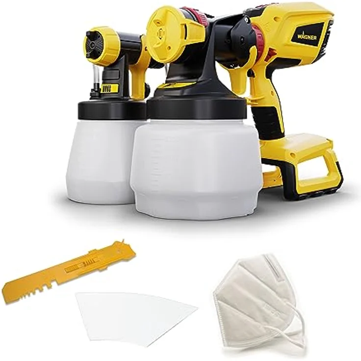 WAGNER Akku-Farbsprühsystem W 600 FLEXiO 18V (Akku und Ladegerät sind nicht im Lieferumfang enthalten) für Dispersions-/Latexfarben, Lacke & Lasuren, Behälter 1300 ml + 800 ml – Bild 1