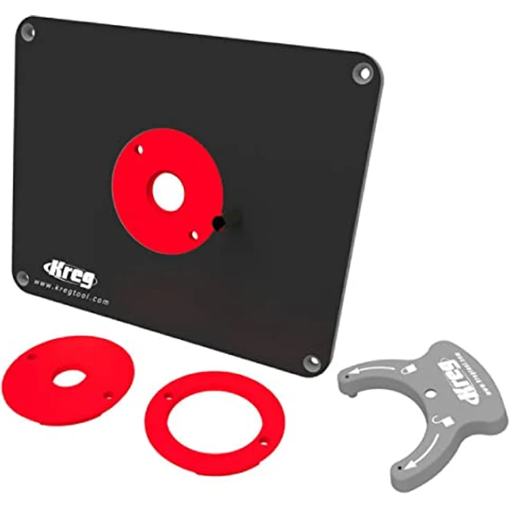 KREG PRS4034 Frästisch Einlegeplatte vorgebohrt 298 x 235 x 9 mm + 3x Reduzierring 25 mm - 30 mm - 67 mm – Bild 2