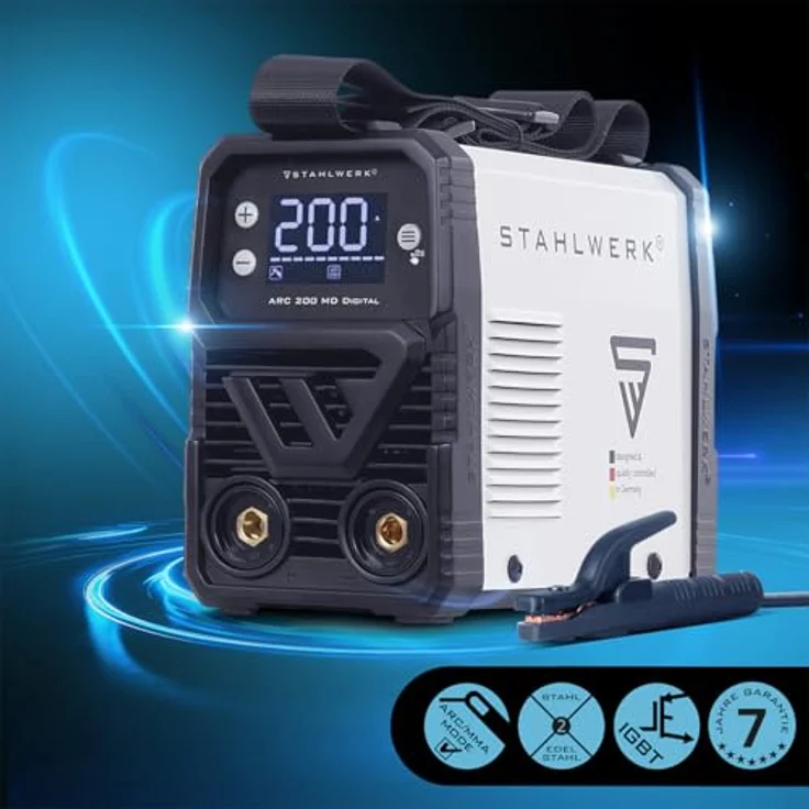 STAHLWERK ARC 200 MD Digital Inverter E Hand Schweißgerät 200 A MMA Lift TIG, kompakt und leicht mit automatischer Stromanpassung, IP21S Schutzart – Bild 3