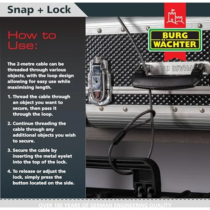 BURG-WÄCHTER Burg Wächter Kabelschloss Snap + Lock 720 200 – Bild 6