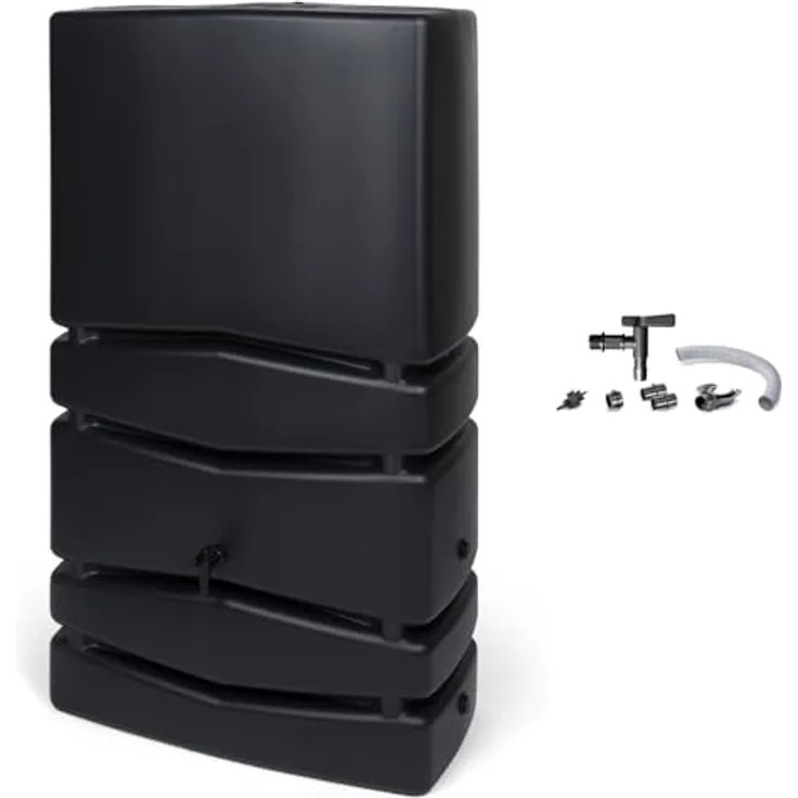 Kreher XXL Wassertonne Aqua Tower mit Wasserhahn und Füllautomat, Anthrazit, 350 Liter Nutzungsvolumen, 77,5 x 38,3 x 135 cm