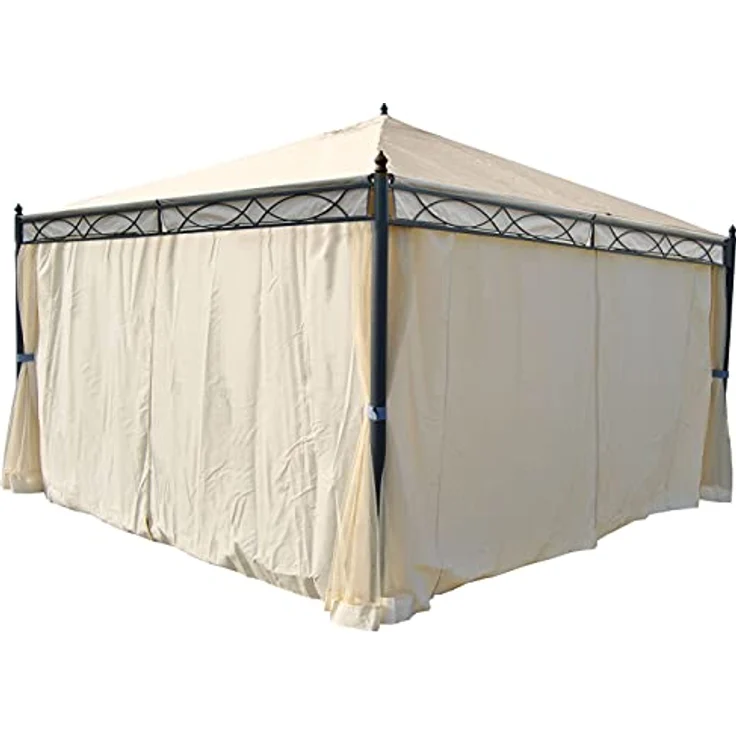 PROREGAL® Pavillonseitenteil 4er-Set Seitenwand für Pergola Cadiz, creme, wasserabweisend, regulierbarer Windschutz, 383x205 cm – Bild 4
