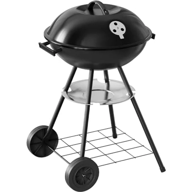 Holzkohlegrill mit Räder für Garten Camping, Schwarz, 41,5 cm – Bild 2