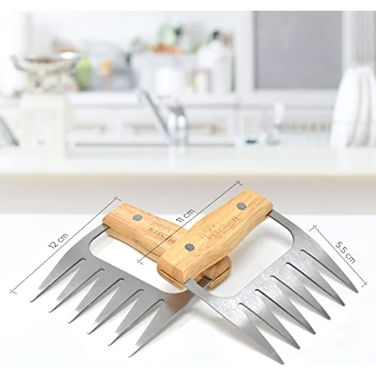Joejis 2er Pulled Pork Krallen Gabeln - Edelstahl Fleischkrallen Fleischgabeln- Meat BBQ Claws Set – Bild 2