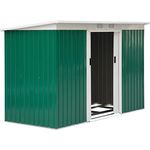 Outsunny Gerätehaus, Gartenhaus, Geräteschuppen mit Schiebetür, Lüftungsfenster, Pultdach, Outdoor, Stahl, Dunkelgrün, 280 x 130 x 172 cm