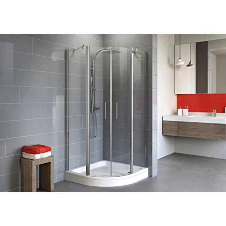 Schulte EP325506 01 500 Duschkabine Alexa Style 2.0 Runddusche, 90 x 90 cm, 192 cm, Radius 55 cm, 5 mm Sicherheitsglas klar hell beschichtet, alunatur, Montage auf Duschewanne oder Fliese – Bild 2
