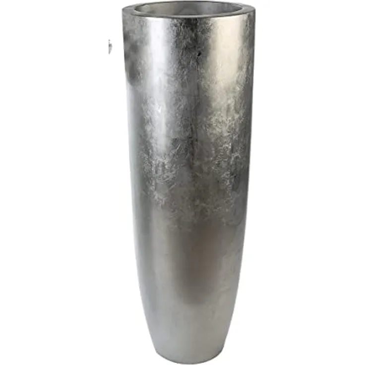 GILDE Übertopf Konus, silberfarbenes Pflanzgefäß mit eleganter Form für Indoor und Outdoor, 1 Stück