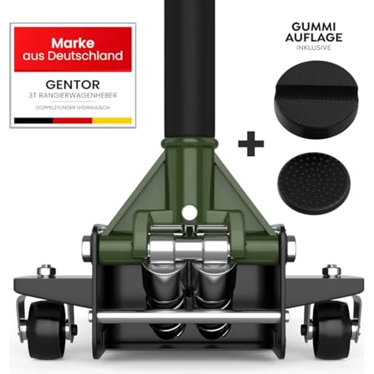GENTOR Hydraulischer Wagenheber 3T Flach Rangierwagenheber grün, 75-505mm, für tiefergelegte Fahrzeuge – Bild 8