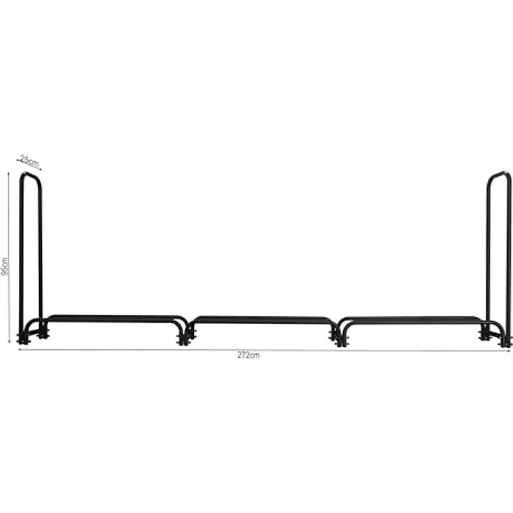QUICK STAR Metall Kaminholzregal Anthrazit, 272 x 25 x 95 cm, 1,0 m³ / 1,5 SRM Stapelhilfe für alle Holzscheitlängen – Bild 2