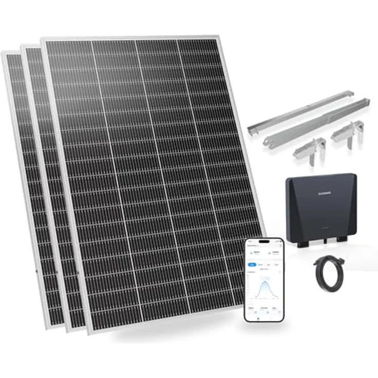 SUNSHARE Ray Lite 600 W Mini-Balkonkraftwerk Set, steckfertig mit 3x 200 W Solarmodulen, Smart Mikro-Wechselrichter und Halterung für Balkongeländer – Bild 1