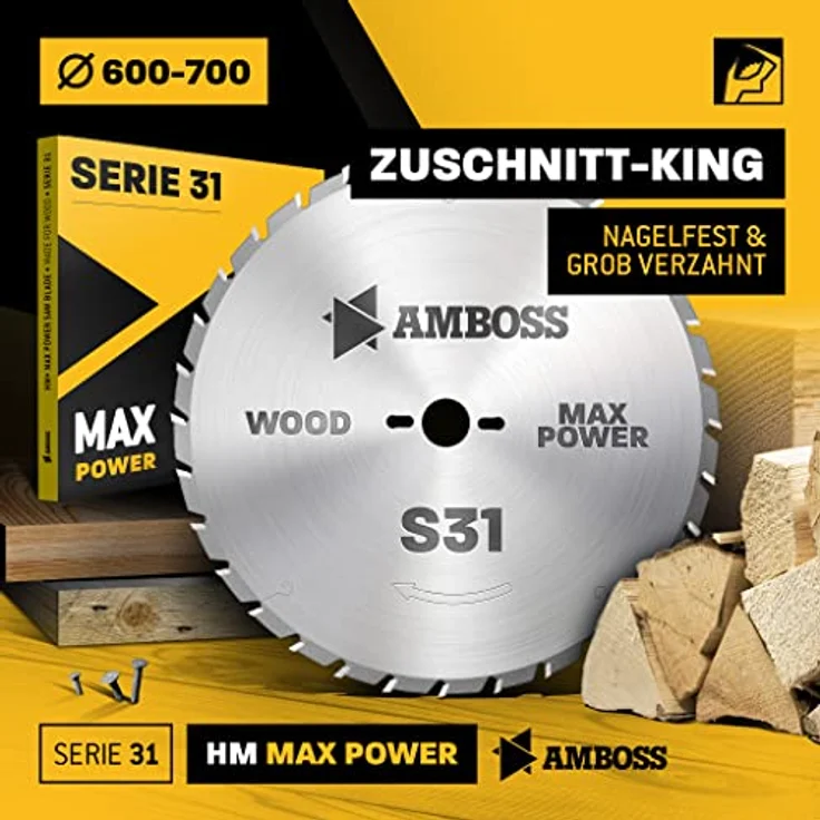 Amboss - HM Kreissägeblatt - NAGELFEST - Ø 700 mm x 4.0 mm x 30 mm | für extremen Einsatz auf Baustellen | Trapezzahn (46 Zähne) | Kombinebenlöcher – Bild 3