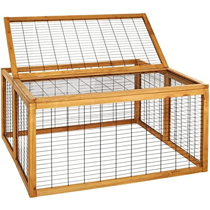 Dehner Freilaufgehege Rolf mit aufklappbarem Dach, ca. 116 x 116 x 58 cm, Holz – Bild 5