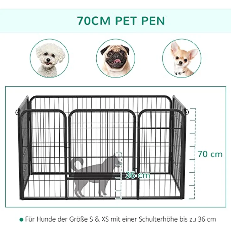 PawHut Welpenauslauf Welpenfreigehege Freigehege Laufstall Laufgitter Welpenzaun 70 x 80 cm – Bild 5