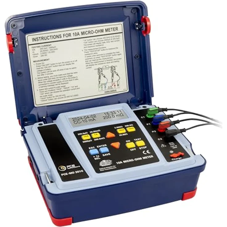 PCE Instruments Spannungsprüfer PCE Instruments Mikroohmmeter PCE-MO 2010, 4-Leiter-Messmethode, LC-Display, interner Speicher, RS232 Schnittstelle – Bild 2