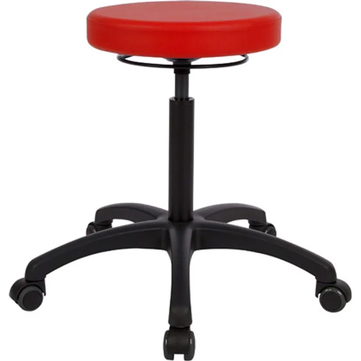 Drehhocker Standard mit Komfort-Polster und Rollen, Rollhocker Arbeitshocker, Rot