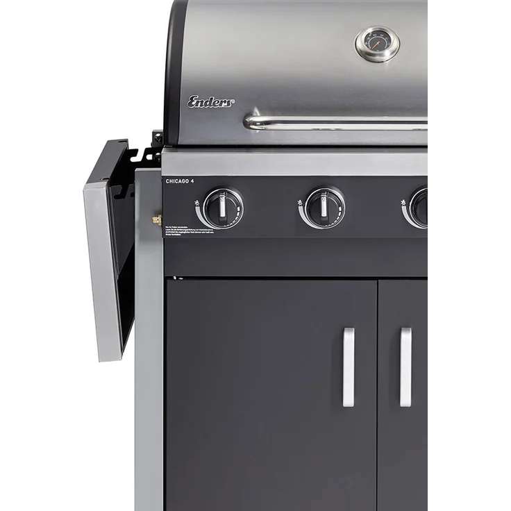 Enders Gasgrill CHICAGO 3 R schwarz silber 2.520 cm² Grillfläche 3 Brenner 2 Seitenablagen 10,4 kW – Bild 2