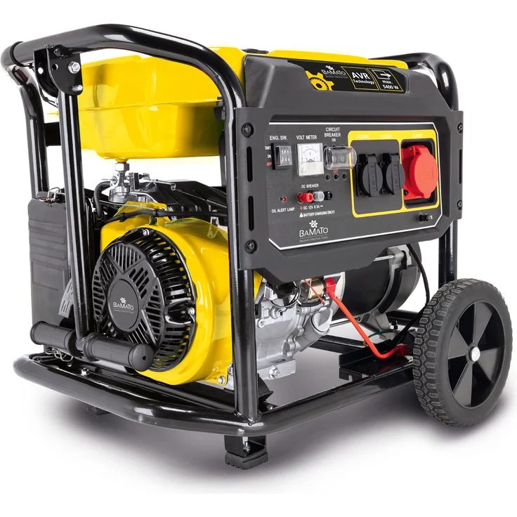 BAMATO Stromerzeuger BGE-5400 3-phasig 230 V, 400 V Dauerleistung 1700 Watt (230 V) / 5000 Watt (400 V) Seilzugstart, Elektrostart bei 3/4 Last 2,60 Liter / Stunde 89 kg – Bild 1