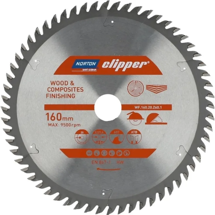 NORTON NORTON CIRCULAR SAW 160mm x 20mm x 60z WOOD AND ATB COMPOSITE (2.2-1.6) N70184608089