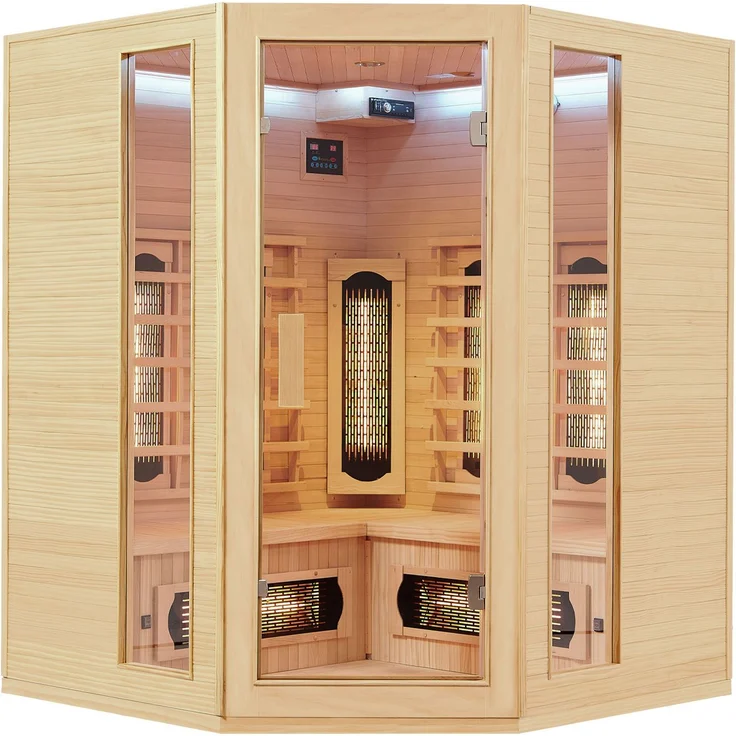 Artsauna Infrarotkabine Nyborg E150V – Vollspektrum Infrarotsauna - 4 Personen – LED-Farblicht, digitaler Steuerung – Hemlock-Holz, 150 x 150 x 190 cm – Bild 2