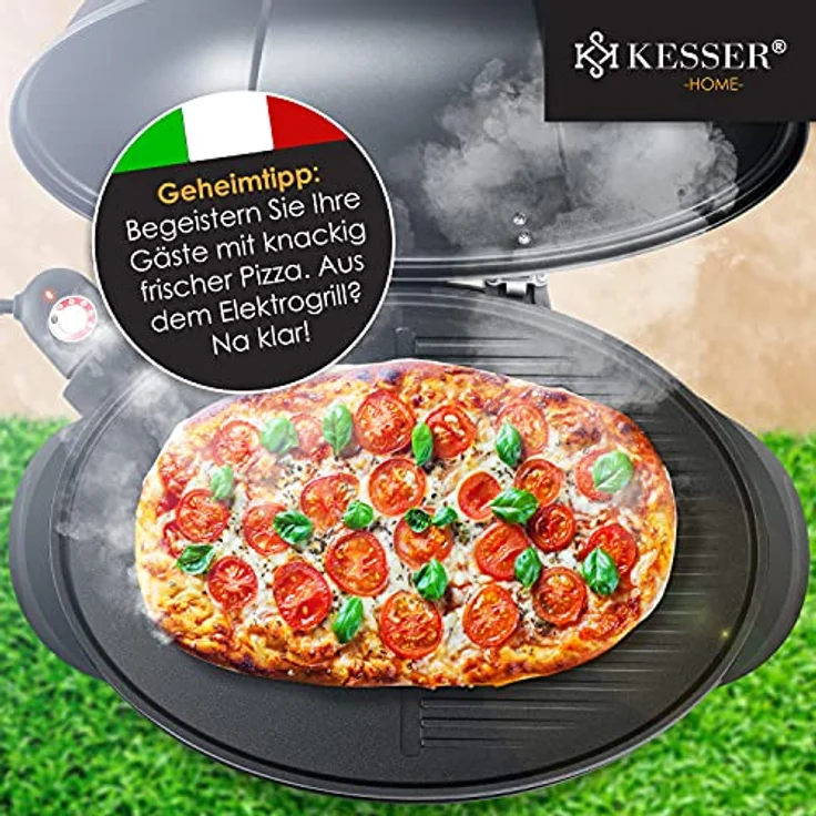 KESSER elektrischer Elektrogrill 2in1 Tischgrill - Standgrill mit Deckel Standfuß max. 2400 Watt Thermometer Antihaftbeschichtung XXL Grillplatte integrierte Ablagefläche Elektro-Säulengrill Schwarz – Bild 10