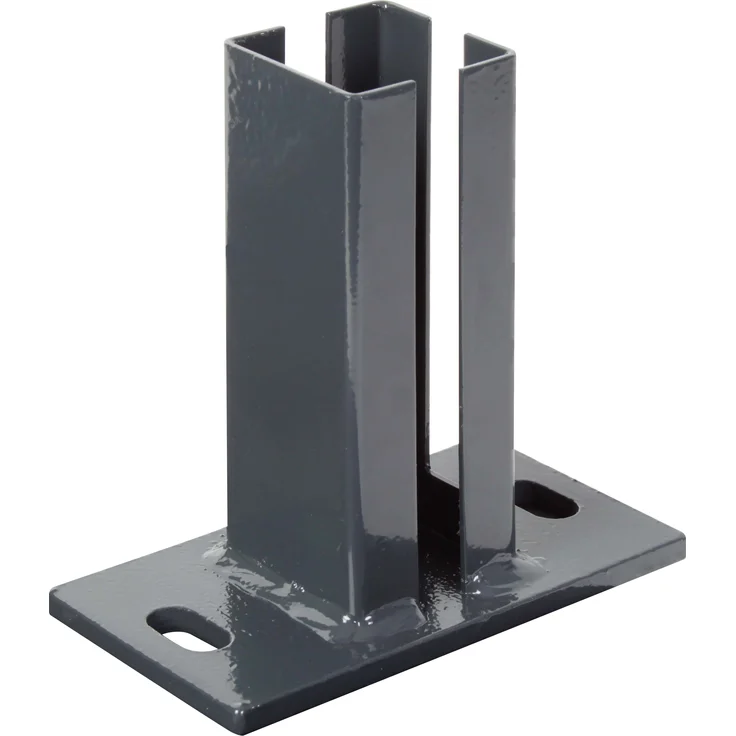 Alberts Pfostenträger für Eckpfosten für Doppelstabmatten | zum Aufschrauben | feuerverzinkt, anthrazit kunststoffbeschichtet RAL 7016 | Platte 150 x 80 mm | für Pfosten 60 x 40 mm 
(685447) – Bild 1