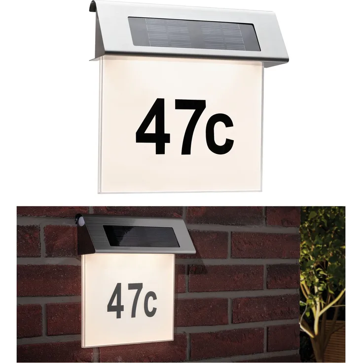 Paulmann Special Solar Hausnummernleuchte IP44 LED 1x0,2W Edelst.-Weiß Edelstahl-Acryl