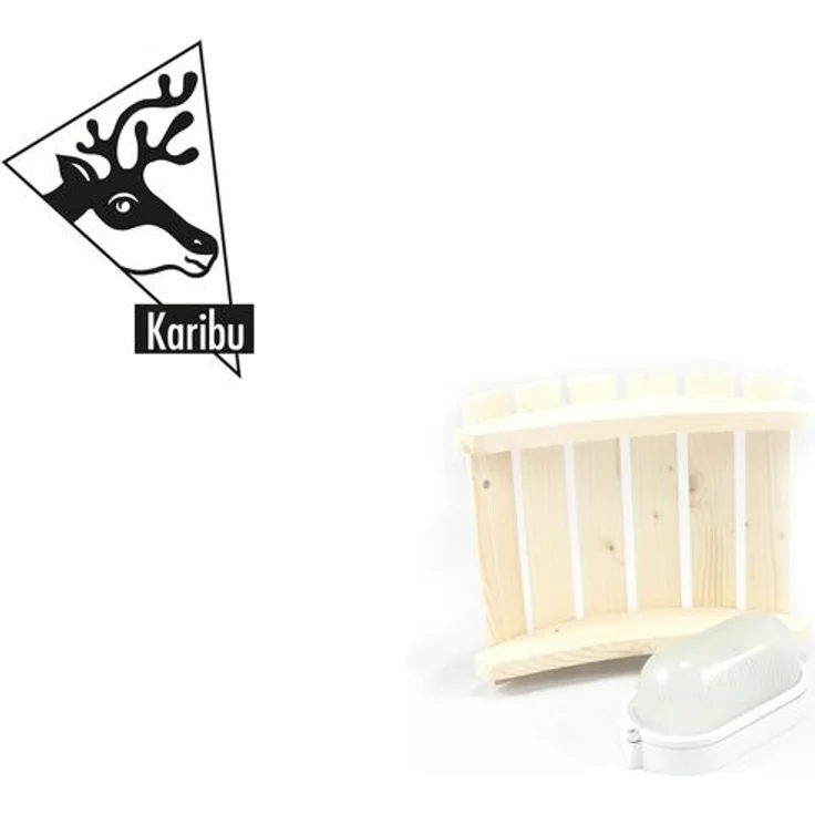Karibu Saunaleuchte Modern mit Massivholzblendschirm – Bild 2