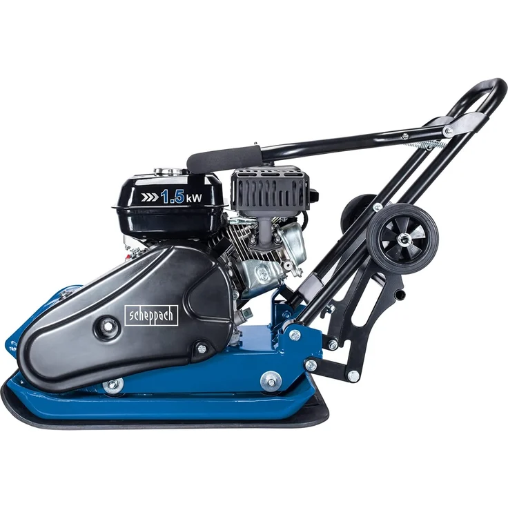 Scheppach Benzin Rüttelplatte HP1400S Verdichter Rüttler Vibrationsplatte, 2 PS Leistung, 13 kN Verdichtungsdruck, 25cm Verdichtungstiefe, Komplettset inkl. Gummimatte und Fahrvorrichtung – Bild 3