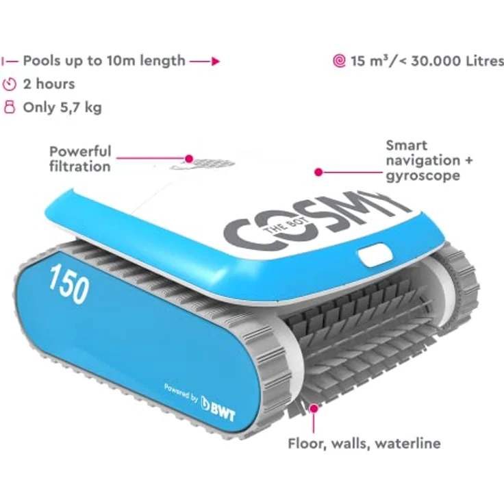 BWT Cosmy 150 Poolreiniger elektrischer Poolroboter Bodenreiniger | Pools bis 10m – Bild 2