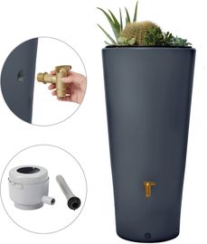 4rain VASO 2in1 Regenspeicher 220 L graphite grey inkl. Fallrohrfilter und Auslaufhahn