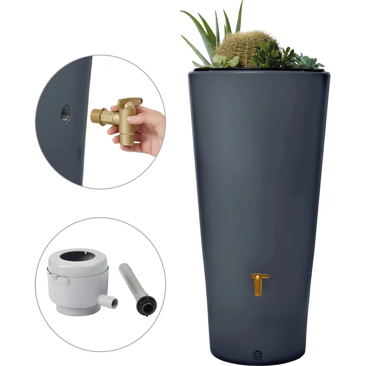 4rain VASO 2in1 Regenspeicher 220 L graphite grey inkl. Fallrohrfilter und Auslaufhahn - 295647 – Bild 1