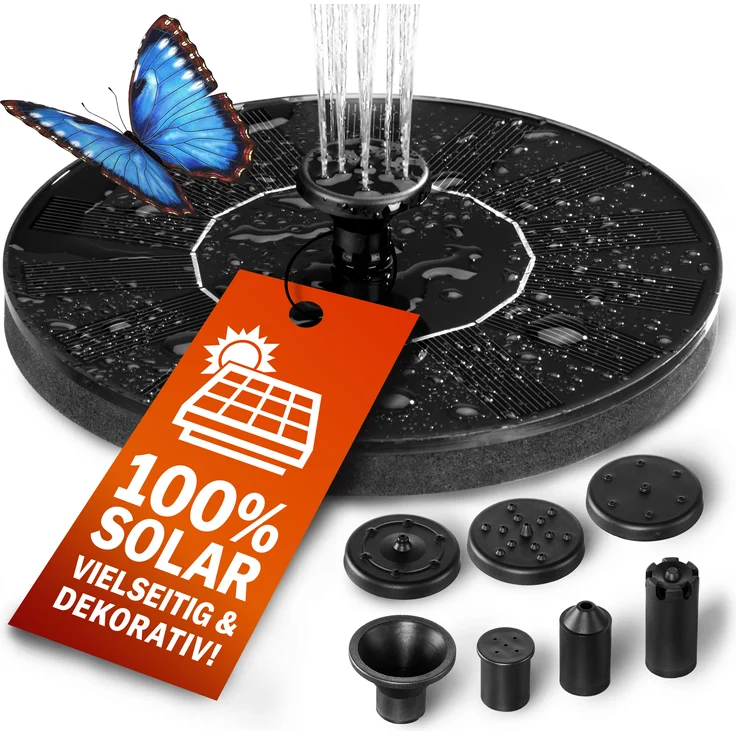 Gardebruk Solar Springbrunnen 7 Effekte 180L-h Solarpanel 160mm 1,4 Watt Garten Wasserspiel Gartenbrunnen Wasserpumpe Teichpumpe Solarbrunnen Fontäne – Bild 1