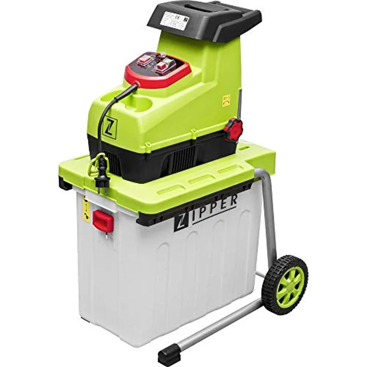 Zipper ZIGHAS2800 ElektroHäcksler Leistung 2 800 W Häckselsystem Quetschwalze Schnittstärke 44 mm Fangkorbvolumen 60 l