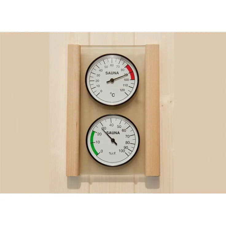 WEKA 2 in 1 Set Hygrometer und Thermometer in Glasplatte eingefasst, mit Holzrahmen