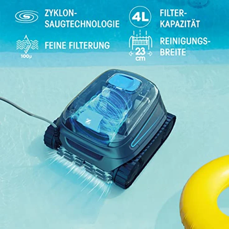 Zodiac CNX 20 Poolroboter Wasserlinie, Poolboden, Poolwände, für Pools bis 10 x 5 m, 150 W, 18 m Kabellänge, 2,5 h Laufzeit, 8 kg – Bild 4