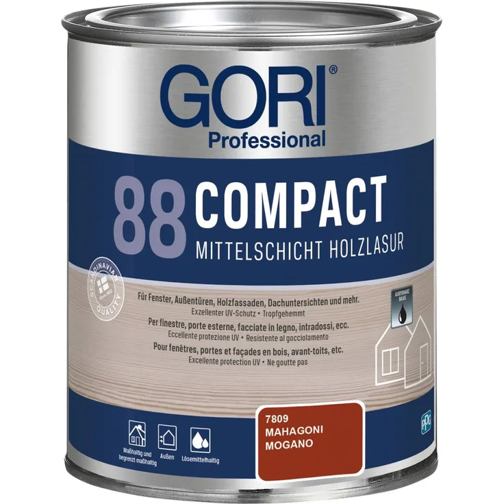 GORI Professional 88 COMPACT, Mittelschicht-Holzlasur, mahagoni, 0,75 l