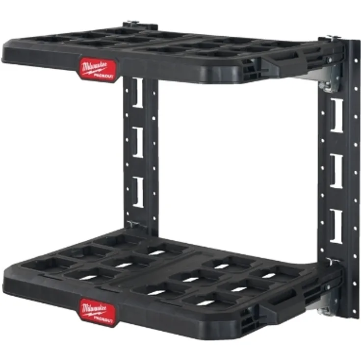 MILWAUKEE PACKOUT Schienensystem-Set zur Wandmontage 2 Wandhalterungen, 2 Grundplatten