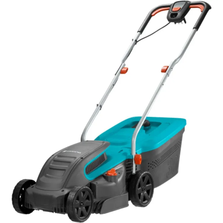 GARDENA PowerMax 1200-32 Elektrorasenmäher: Rasenmäher bis 300 m², 32 cm Schnittbreite, 30 l Fassungsvolumen, Schnitthöhe 20-60 mm, klappbares Gestänge, ergonomischer Handgriff - 5032-20 - 05032-20
