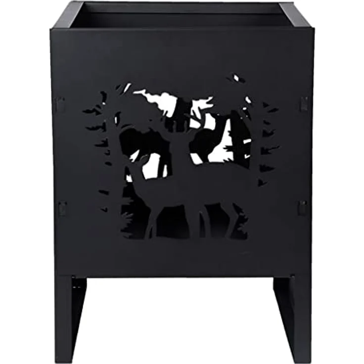 Esschert Design Feuerkorb quadratisch, Motiv Hirsche, L 30,3 x B 30,2 x H 40,1 cm – Bild 2