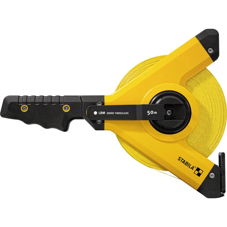 STABILA Rahmenbandmaß LBM 1000 FIBREGLASS, 50 m, Glasfaser-Messband mit metrischer Skala und Knickschutz, Universalhaken, bruchsicherer Rahmen, MID-Genauigkeit – Bild 1